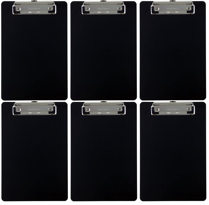 Trade Quest Memo Clipboard 6'' x 9'' Low Profile Clip Plastic (6-Pack) (Black) - Image 1